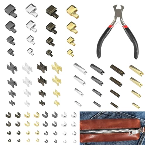 80 Stück Reißverschluss Reparatur Set, Reparaturset Reißverschluss Zipper Ersatz Zipper für Reißverschlüsse Metall Ersatzzipper mit Installieren Sie Zangen von SCDZY