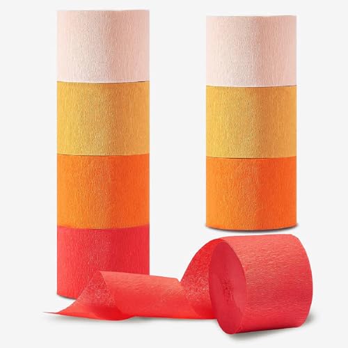 Krepppapier Band Rot, 8 Rollen Kreppbänder Bunt Luftschlangen Papier Streamer Kreppband Bunt Deko für Hochzeit Party Feier Dekoration (4.5 cm x 25 m) von SCDZY