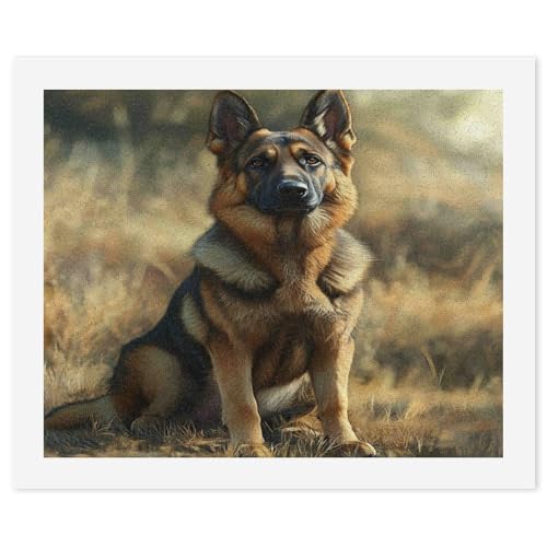 SCEBH Digitale Malerei Für Erwachsene Auf Leinwand Dog German Shepherd Ölgemälde-Set, Einfach Zu Malende Kunstwerke Mit Pinsel, Acrylfarbe, Heim- Und Wanddekoration von SCEBH