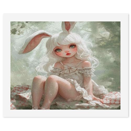 SCEBH Leinwanddruck-Ölgemälde Rabbit Girl Geeignet Für Wohnzimmer, Wanddekoration, DIV Art Digitales Malset, Heimposter von SCEBH