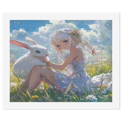 SCEBH Malen Nach Zahlen Auf Leinwand Mit Pinseln Und Acrylfarben, Malen Für Erwachsene, Rabbit Girl Heimgemälde, Wanddekorationen, Geschenke von SCEBH