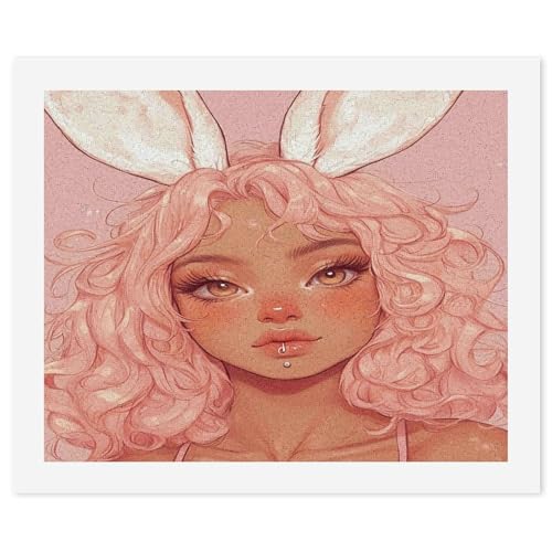 SCEBH Rabbit Girl Malen Nach Zahlen Für Erwachsene, DIY Malen Nach Zahlen, Handgemaltes Ölgemälde-Set Für Anfänger Mit 3 Pinseln Und Acrylfarben, Innendekoration von SCEBH