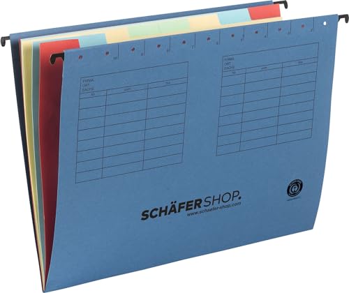 Schäfer Shop Fächer-Hängemappe. für Formate bis DIN A4. Karton. blau. 5 Stück von SCHÄFER SHOP