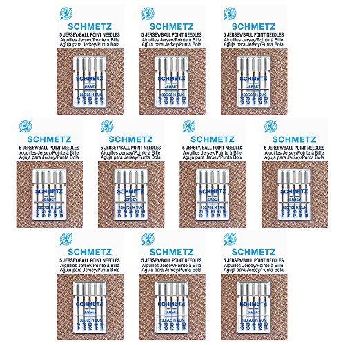 50 Schmetz Jersey Nähmaschinennadeln - verschiedene Größen - Box mit 10 Karten von SCHMETZ