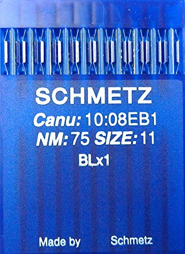 SCHMETZ 10 Rundkolben Nähmaschinen Nadeln BLx1 St.75 für Bernette Overlock MO 203 und MO 204 / für Juki Lock MO 102-104 sowie MO 134 und Riccar Lock F4 / RL 340 und Rl 343 /-D von SCHMETZ