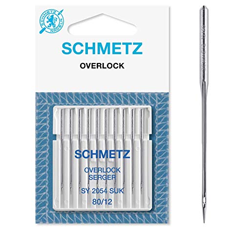 SCHMETZ Nähmaschinennadeln | 10 Overlock-Nadeln | Nadelsystem SY 2054 SUK und 16x75 SUK | Nadeldicke 80/12 | geeignet für das Verarbeiten von Jersey, Strick- und Wirkwaren von SCHMETZ