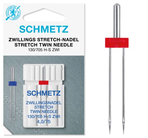 SCHMETZ Nähmaschinennadeln | 1 Zwillings-Stretch-Nadel 4,0/75 | 130/705 H-S ZWI NE 4,0 | auf nahezu allen Haushaltsnähmaschinen mit Zickzack-Funktion einsetzbar von SCHMETZ