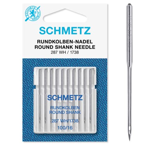 SCHMETZ Nähmaschinennadeln | 10 Rundkolben-Nadeln | System 287 WH, 1738, DBx1 und SY 2270 | Nadeldicke 100/16 | Mit Rundkolben für bestimmte Haushalts- und Industrienähmaschinen von SCHMETZ