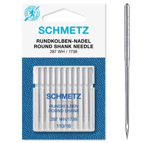 SCHMETZ Nähmaschinennadeln I 287 WH und DBx1 | 10 Rundkolbennadeln für die Systeme 287 WH, DBx1, 1738 und SY 2270 | Nadeldicke 110/18 von SCHMETZ