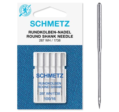 SCHMETZ Nähmaschinennadeln I 287 WH und DBx1 | 5 Rundkolbennadeln für die Systeme 287 WH, DBx1, 1738 und SY 2270 | Nadeldicke 100/16 von SCHMETZ