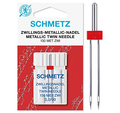 SCHMETZ Nähmaschinennadeln I 1 Zwillings-Metallic-Nadel 3,0/90 | 130/705 H-MET ZWI I für Haushaltsnähmaschinen von SCHMETZ