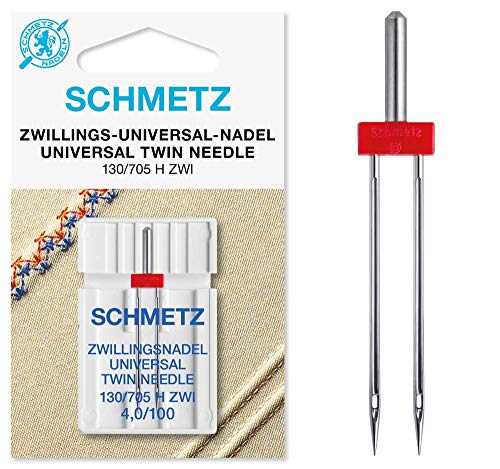 SCHMETZ Nähmaschinennadeln I 1 Zwillings-Universal-Nadel 4,0/100 | 130/705 H ZWI NE 4.0 | auf allen Haushaltsnähmaschinen mit Zickzack-Funktion einsetzbar von SCHMETZ