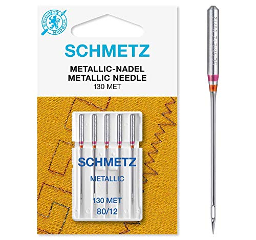 SCHMETZ Nähmaschinennadeln I 130 MET | 5 Metallic-Nadeln | Nadeldicke 80/12 | geeignet für alle gängige Haushaltsnähmaschinen von SCHMETZ