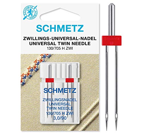 SCHMETZ Nähmaschinennadeln I 2 Zwillings-Universal-Nadeln 3,0/90 | 130/705 H ZWI 3.0 | auf allen Haushaltsnähmaschinen mit Zickzack-Funktion einsetzbar von SCHMETZ