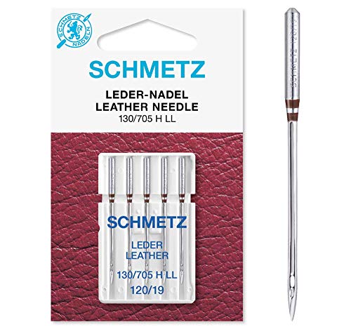 SCHMETZ Nähmaschinennadeln | 5 Leder-Nadeln LL | 130/705 H LL | Nadeldicke 120/19 | auf allen gängigen Haushaltsnähmaschinen einsetzbar | geeignet für das Vernähen von Leder von EKR