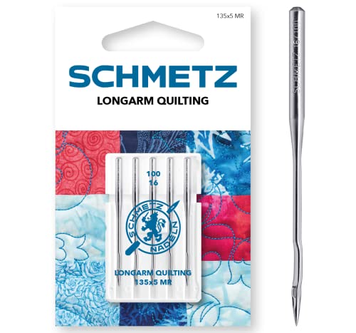 SCHMETZ Nähmaschinennadeln | 5 Longarm Quilting-Nadeln | 135x5 MR| Nadeldicke 100/16 | geeignet für das Quilten mit speziellen Longarm-Maschinen von SCHMETZ