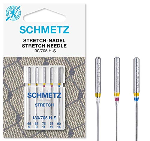 SCHMETZ Nähmaschinennadeln | 5 Stretch-Nadeln | 130/705 H-S | Nadeldicken 2x 65/9, 2x 75/11 und 1x 90/14 | auf allen gängigen Haushaltsnähmaschinen einsetzbar von SCHMETZ