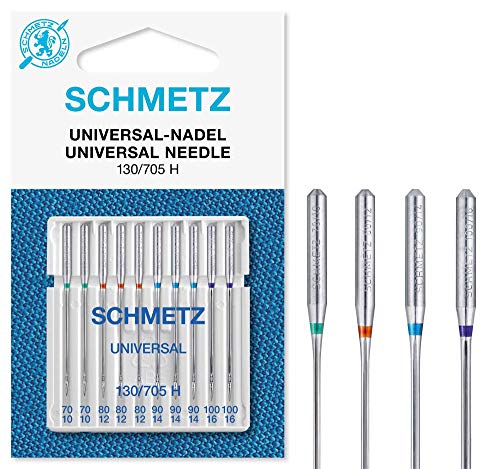 SCHMETZ Nähmaschinennadeln | 10 Universal-Nadeln | Nadeldicke 70/10-100/16 | Nähset | 130/705 H | auf jeder gängigen Haushaltsnähmaschine einsetzbar von SCHMETZ