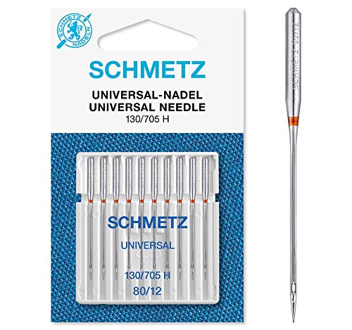 SCHMETZ Nähmaschinennadeln I 10 Universal-Nadeln I Nadeldicke 80/12 I 130/705 H I auf jeder gängigen Haushaltsnähmaschine einsetzbar von SCHMETZ