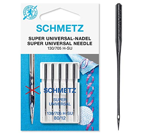 SCHMETZ Nähmaschinennadeln | 5 Black Super Universal-Nadeln | Nadeldicke 80/12 | 130/705 H-SU | Maschinennadel mit besonderer Antihaftbeschichtung von SCHMETZ