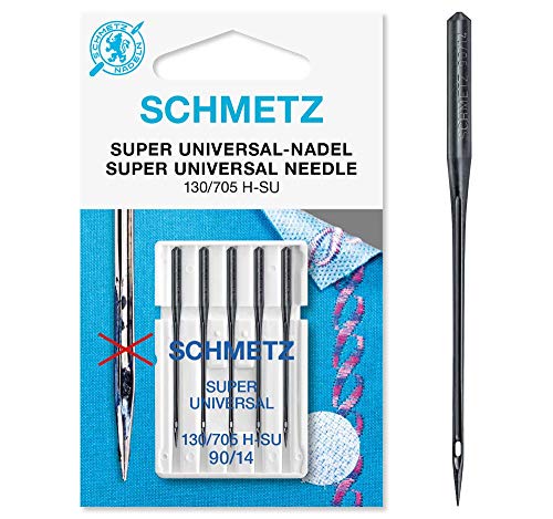 SCHMETZ Nähmaschinennadeln | 5 Black Super Universal-Nadeln | Nadeldicke 90/14 | 130/705 H-SU | Maschinennadel mit besonderer Antihaftbeschichtung von SCHMETZ