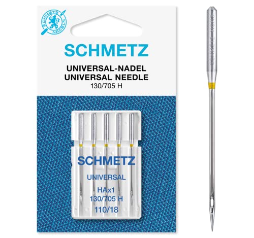 SCHMETZ Nähmaschinennadeln | 5 Universal-Nadeln | Nadeldicke 110/18 | 130/705 H | auf jeder gängigen Haushaltsnähmaschine einsetzbar von SCHMETZ