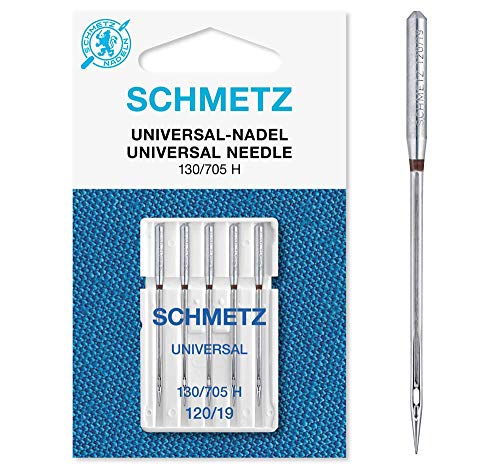 SCHMETZ Nähmaschinennadeln: 5 Universal-Nadeln, Nadeldicke 120/19, 130/705 H, auf jeder gängigen Haushaltsnähmaschine einsetzbar von SCHMETZ