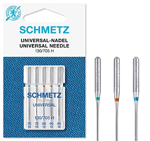 SCHMETZ Nähmaschinennadeln: 5 Universal-Nadeln, Nadeldicke 70/10-90/14, Sortiert, 130/705 H, auf jeder gängigen Haushaltsnähmaschine einsetzbar von SCHMETZ