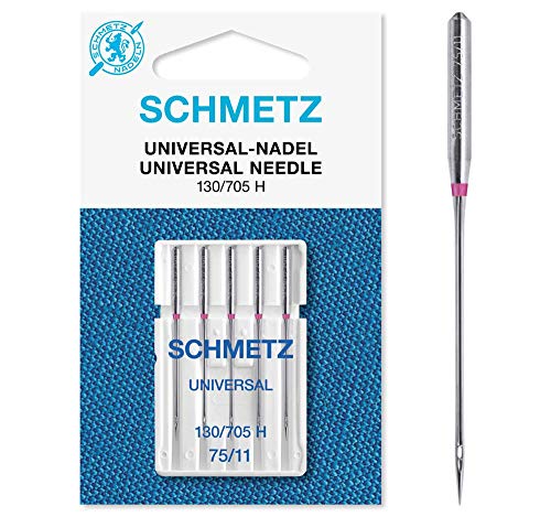 SCHMETZ Nähmaschinennadeln | 5 Universal-Nadeln | Nadeldicke 75/11 | 130/705 H | auf jeder gängigen Haushaltsnähmaschine einsetzbar von SCHMETZ