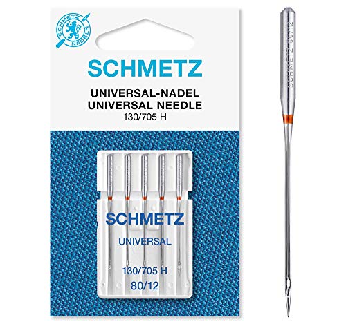 SCHMETZ Nähmaschinennadeln | 5 Universal-Nadeln | Nadeldicke 80/12 | 130/705 H | auf jeder gängigen Haushaltsnähmaschine einsetzbar von SCHMETZ