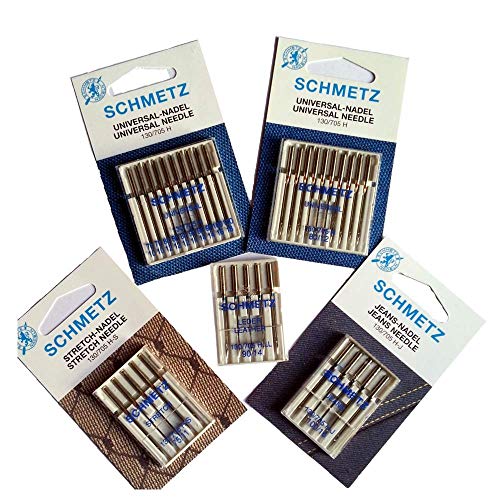 SCHMETZ Nähmaschinenzubehör, Nadel-Set, 40 Count, für Jeans, Stretch, Leder, Most Domestic Sewing Machines von SCHMETZ