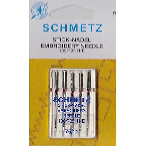 Schmetz 130-705E-75 Stickmaschinen-Nadeln, Metal, Silber, 75/11 Größe, 5 Count von SCHMETZ