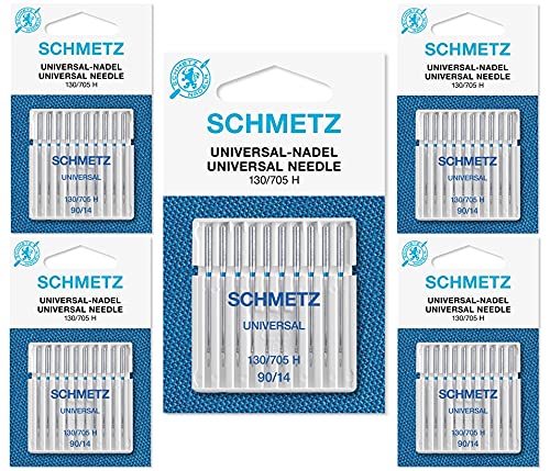 Schmetz Nähmaschinennadeln - Nähnadeln Universell (Universal/Regulär), Größe: 90/14 - Packungen mit 10 Stück - 5 Pakete zum Preis von 4 - Mengenrabatt für Riesensparnis - bis zu 30 Nadeln GRATIS! von SCHMETZ