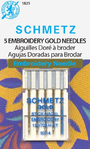 euro-notions Gold Stickerei Maschine needles-size 14/90 5/Pkg, andere, mehrfarbig von SCHMETZ