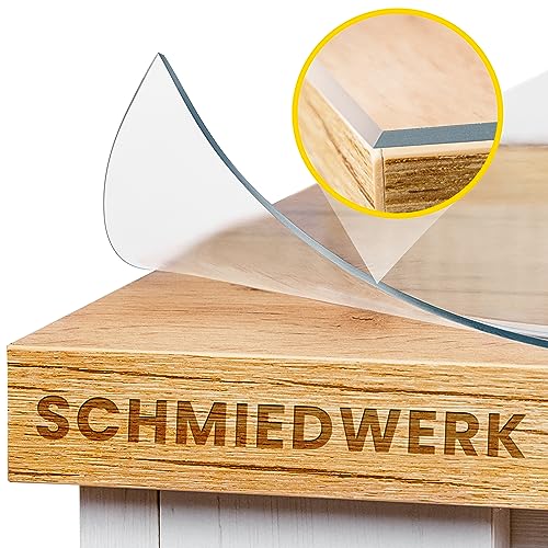 SCHMIEDWERK Tischschutz transparent nach Maß in 2mm mit Wohlfühlkante - glasklare Folie - Schutzfolie für Möbel - Tischfolie Made in Germany - Tischschutzmatte (100x100cm) von SCHMIEDWERK