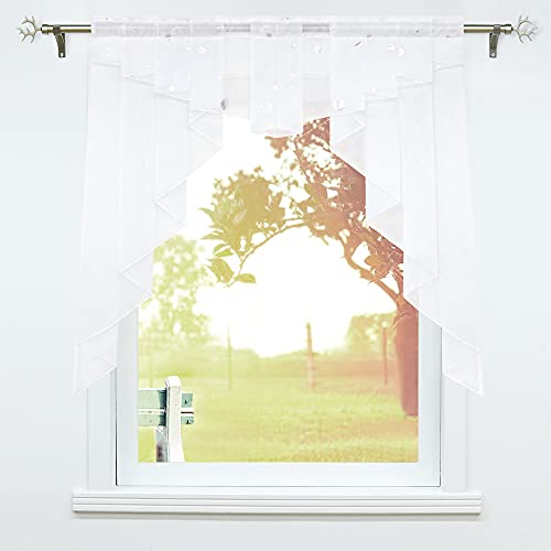 SCHOAL Scheibengardinen Küche Bistrogardinen Voile Transparente Kurzgardinen Kleinfenster Gardinen Kreisförmiges Muster 1 Stück BxH 80x80cm von SCHOAL