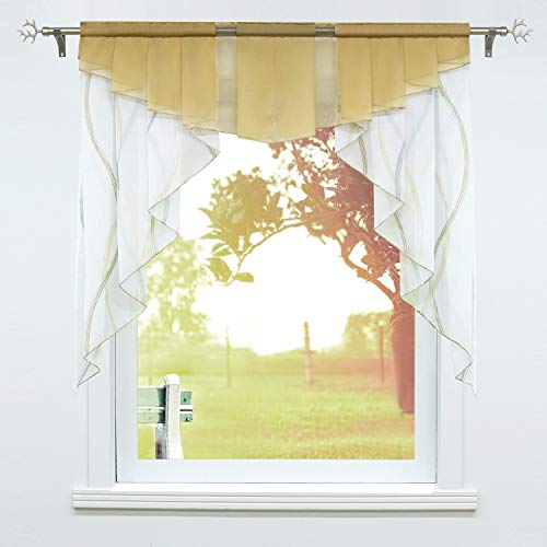 SCHOAL Scheibengardinen Küche Transparente Bistrogardinen Voile Kurzgardinen Kleinfenster Gardinen mit Tunnelzug 1 Stück BxH 100x100cm Sand SCHOAL Scheibengardinen Küche Transparente Bistrogardinen Voile Kurzgardinen Kleinfenster Gardinen mit Tunnelzug 1 Stück BxH 100x100cm Sand von SCHOAL