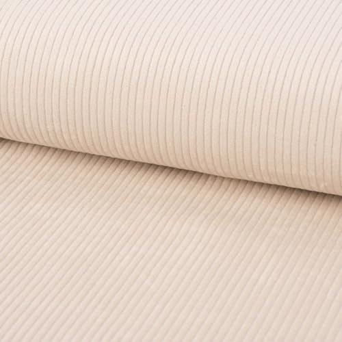 SCHÖNER LEBEN. Cord Stoff BW Bekleidungsstoff Dekostoff 4,5W grob Uni Hellbeige 1,4m von SCHÖNER LEBEN.