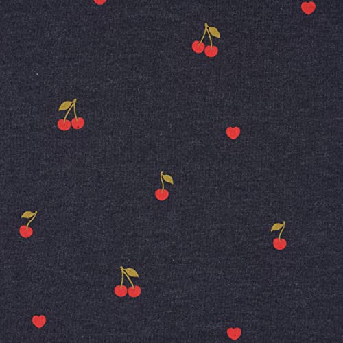 Jerseystoff Melange Kirschen Herzchen CHERRIES dunkelblau rot 1,48m von SCHÖNER LEBEN.