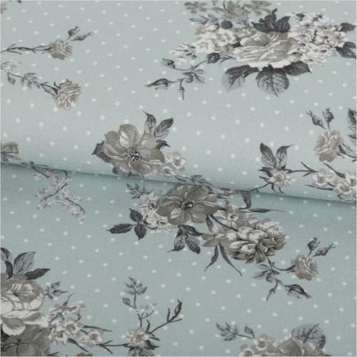 SCHÖNER LEBEN. Baumwollstoff Trachtenstoffe Canvas Blumen Punkte blau grau 1,5m Br. SCHÖNER LEBEN. Baumwollstoff Trachtenstoffe Canvas Blumen Punkte blau grau 1,5m Br. von SCHÖNER LEBEN.