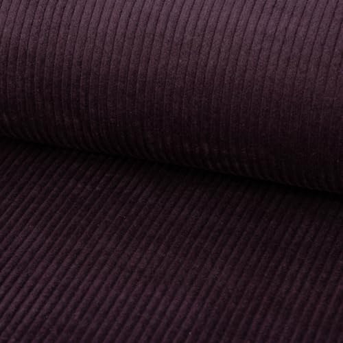 SCHÖNER LEBEN. Cord Stoff BW Bekleidungsstoff Dekostoff 4,5W grob Uni aubergine 1,4m von SCHÖNER LEBEN.