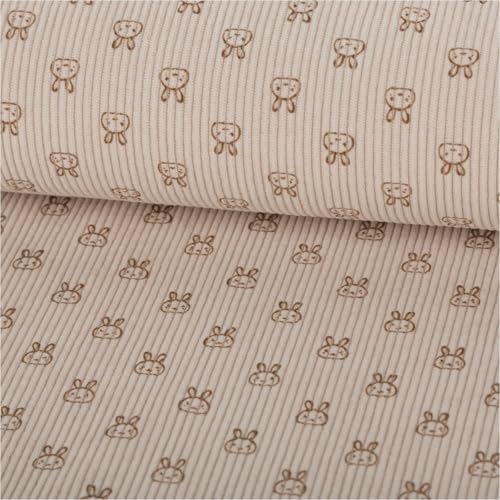 SCHÖNER LEBEN. Cord Stoff Ribcord Baby Stretch Hasen beige braun 1,5m Breite von SCHÖNER LEBEN.