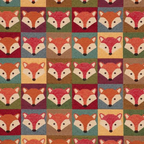 SCHÖNER LEBEN. Dekostoff Gobelin Premium Fox Fancy Face Füchse Patchwork bunt 1,4m von SCHÖNER LEBEN.