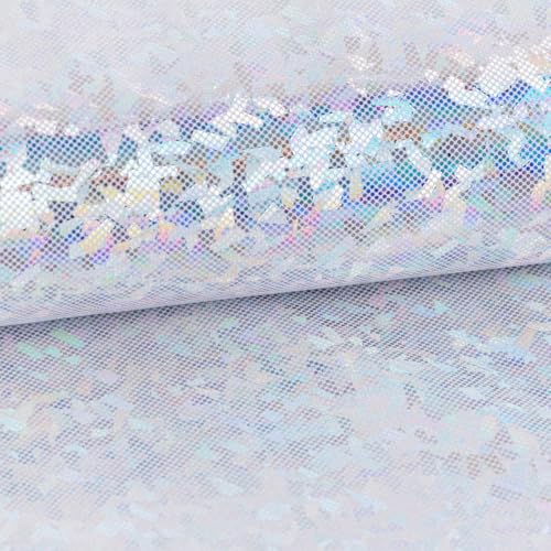 SCHÖNER LEBEN. Jerseystoff Stretch Glitzer holografisch Uni silberfarbig 1,5m Breite von SCHÖNER LEBEN.