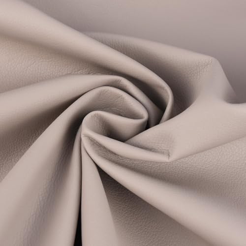 SCHÖNER LEBEN. Kunstleder Polsterstoff Kaiman Meterware Taupe 145cm Breite von SCHÖNER LEBEN.