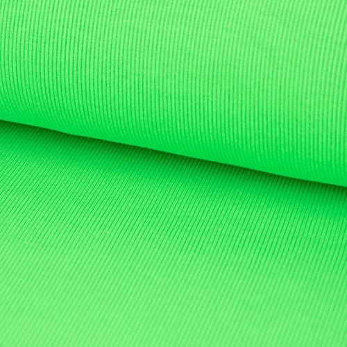 Strickschlauch Bündchenstoff gerippt NEON grün 35cm Breite von SCHÖNER LEBEN.