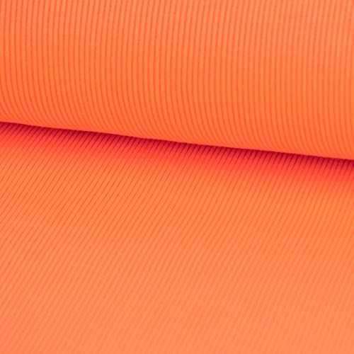 Strickschlauch Bündchenstoff gerippt NEON orange 35cm Breite von SCHÖNER LEBEN.