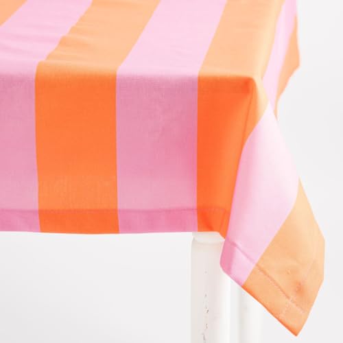 SCHÖNER LEBEN. Tischdecke Streifen orange pink in versch. Größen, Größe:100x100cm von SCHÖNER LEBEN.