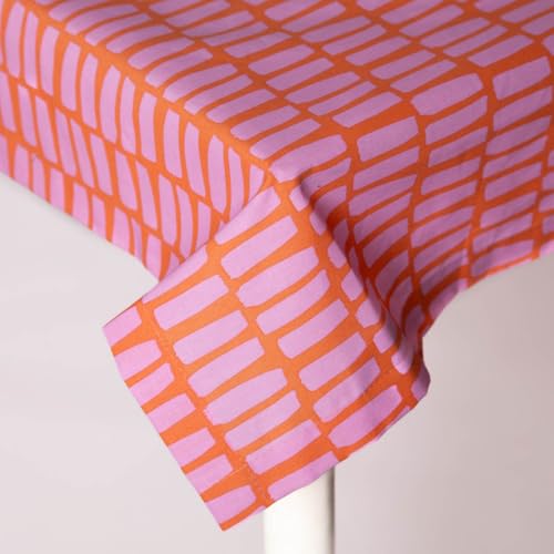 Tischdecke abwaschbar Stripes orange rosa div. Größen, Größe:80 x 80 cm (Mitteldecke) von SCHÖNER LEBEN.