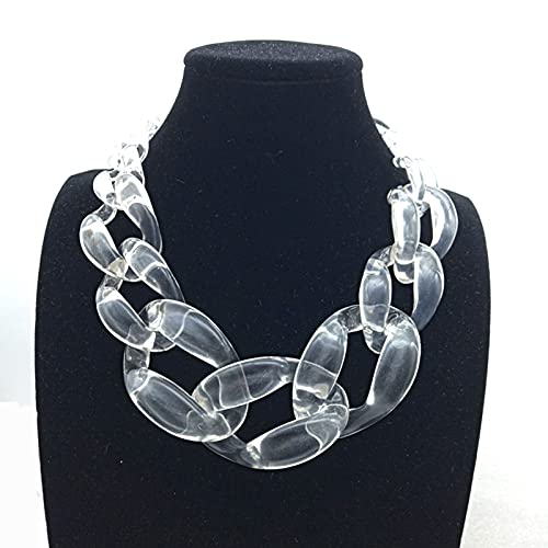 SCHSP Punk Acryl Kubanische Gliederkette Bunte Transparente Harz Choker Halskette Chunky Hip Hop Statement Halsband für Frauen Mädchen Persönlichkeit Schmuck (Blanco : F) von SCHSP